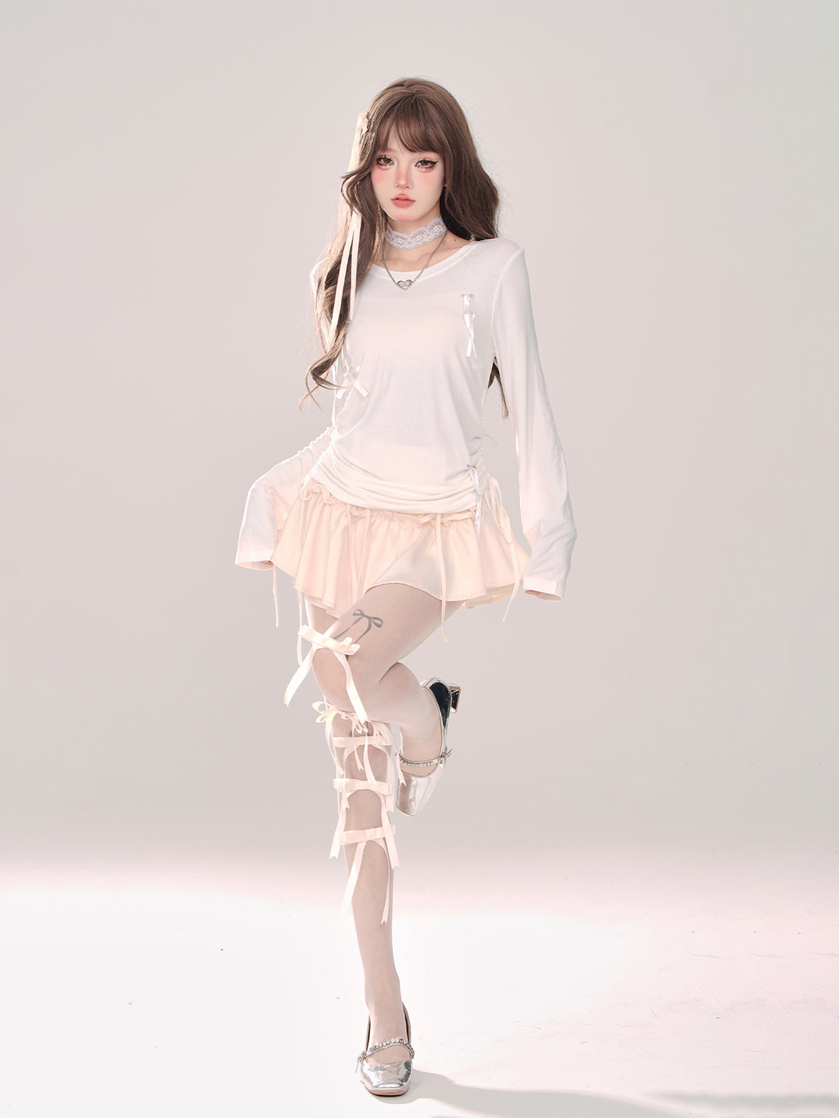 Sweet Long Ribbon Drawstring T