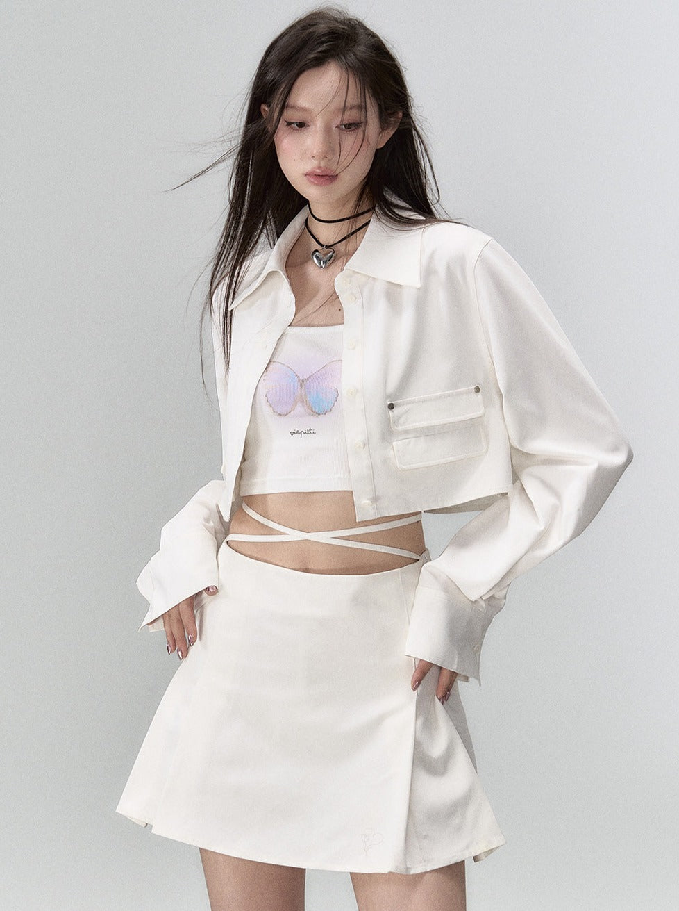 Jupe tendance deux pièces veste manteau + short