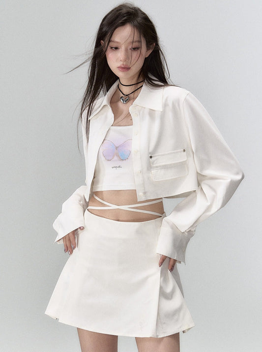 Jupe tendance deux pièces veste manteau + short