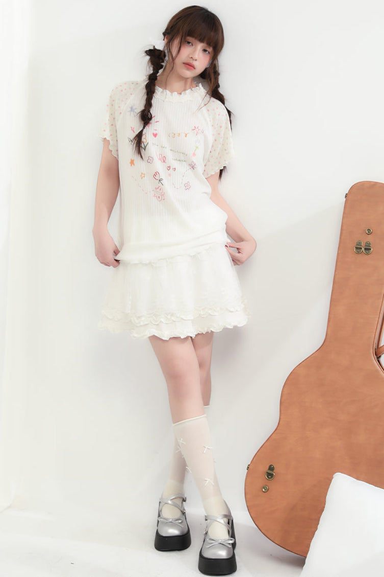 Round Neck Heart Floral Top