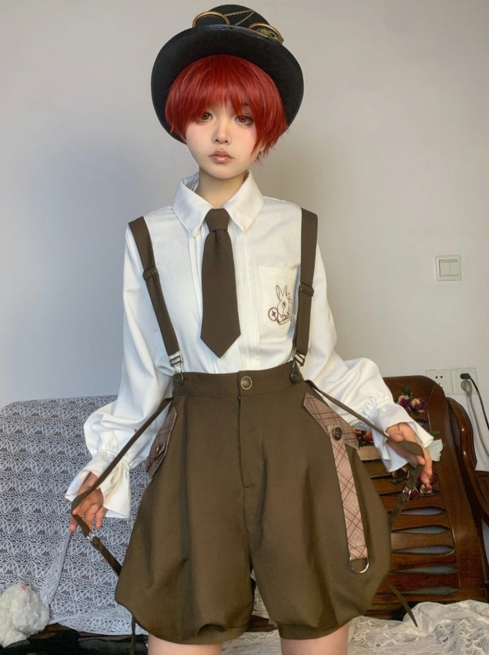 Chemisier ballon, pantalon, gilet à volants + Boy Detective