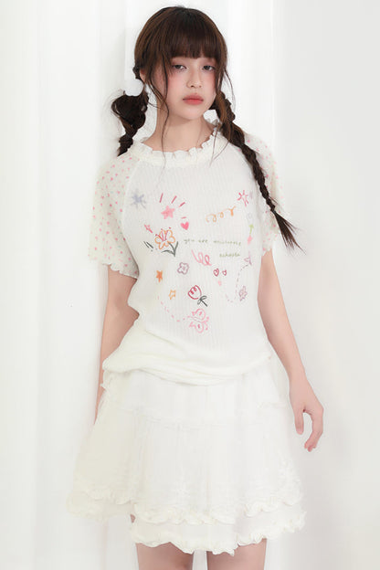 Round Neck Heart Floral Top