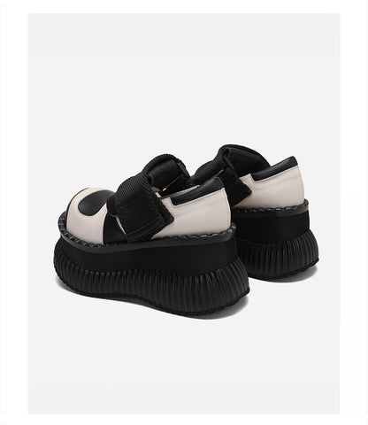 Platform Casual Shoes Leather Velcro
