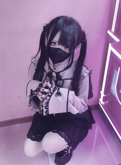 Lace Buckle Ruffle Shirt China Sleeve Bell