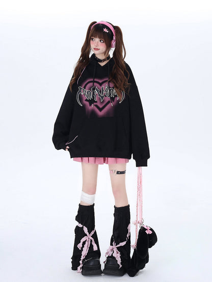 Sweat à capuche surdimensionné avec lettres « Love American »