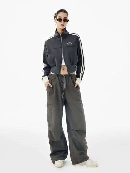 Top Zipper Mode Short Logo High Collar