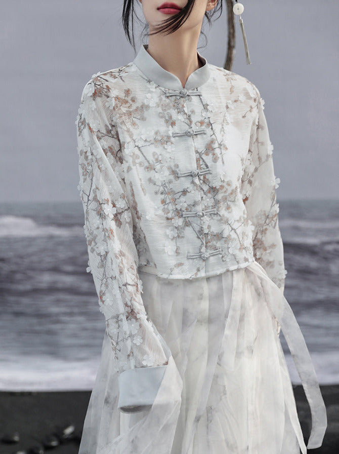 Jacquard Print Jacke Kurz Leicht Locker China