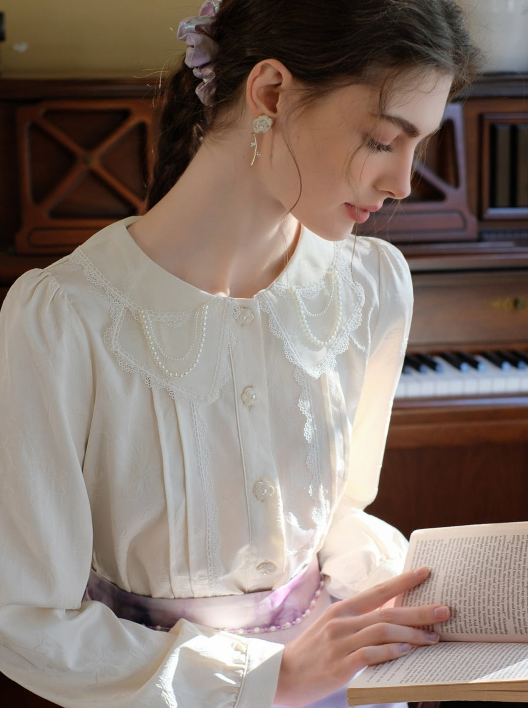 White Blouse Retro Moonlight