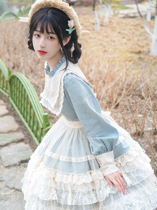 Lolita + Cover Cla Skirt Flower Dress Elegant Elegant