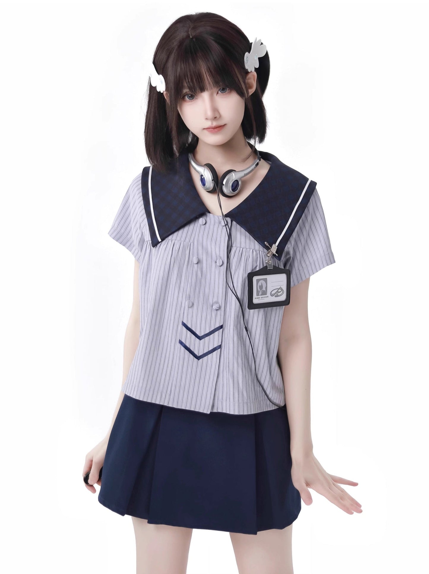 襟付きカレッジシャツ ドール哲学詩スーツ カルスカート