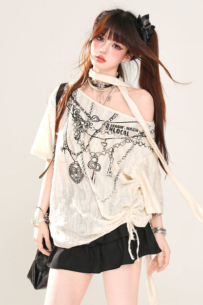 one-shoulder loose tops Mine