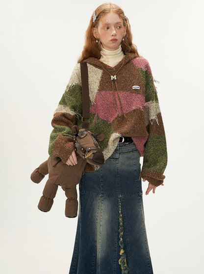 Kapuzenpullover in Retro-Block-Optik