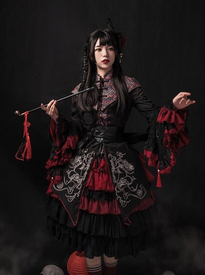China Lolly Tago Gothic Cape + Long Jacket + Camisole + Skirt + West Band