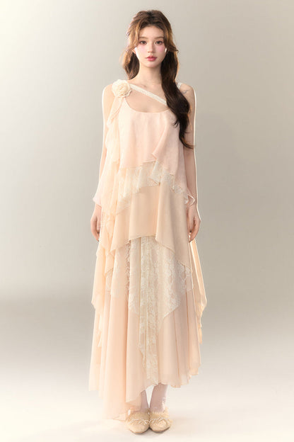 Roselle Irregular Dress Long Multi-Layered Heavy Skirt