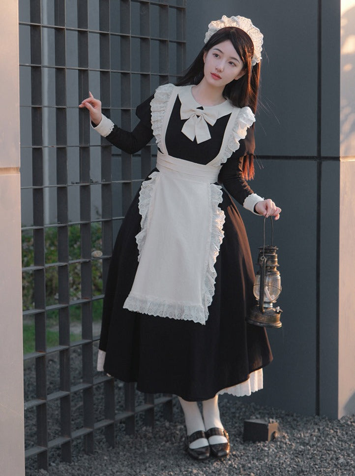 Maid Dress Lace Pleated