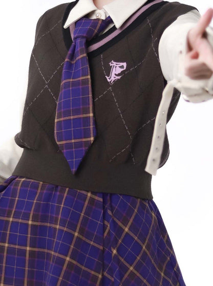 Multi -pocket Taro Purple Jacket Knit Best Skirt Suit