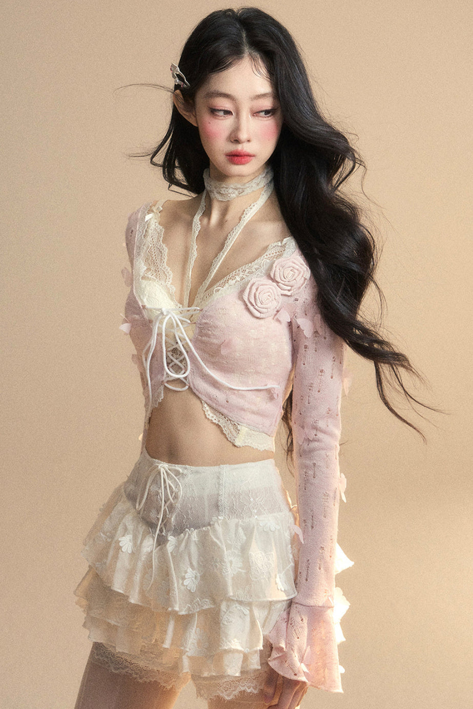 short cardigan Rail inner + halter neck
