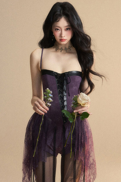 Dress Dark Halter Lace French