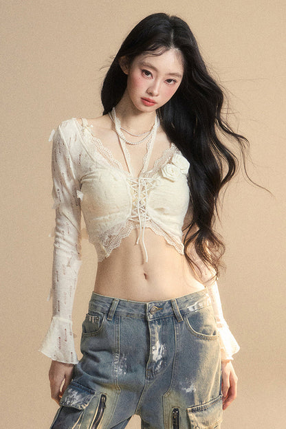 short cardigan Rail inner + halter neck