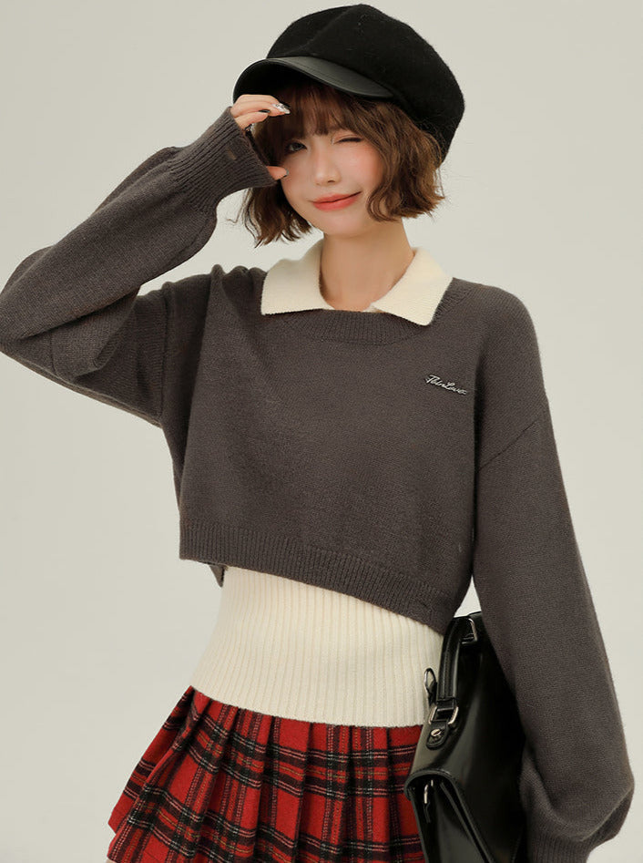 Ensemble de deux pièces en tricot superposé