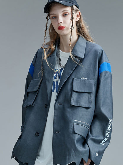 Veste ample multi-poches grise