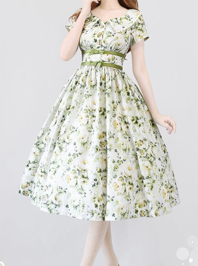 Mark Retro Lolita Flower Waist Dress