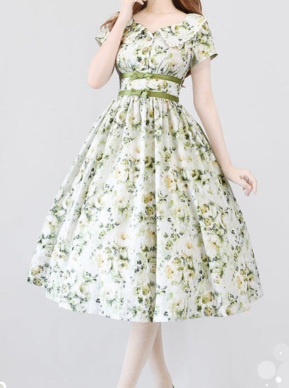 Mark Retro Lolita Flower Waist Dress