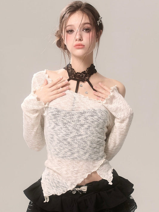 Haut en dentelle à col licou