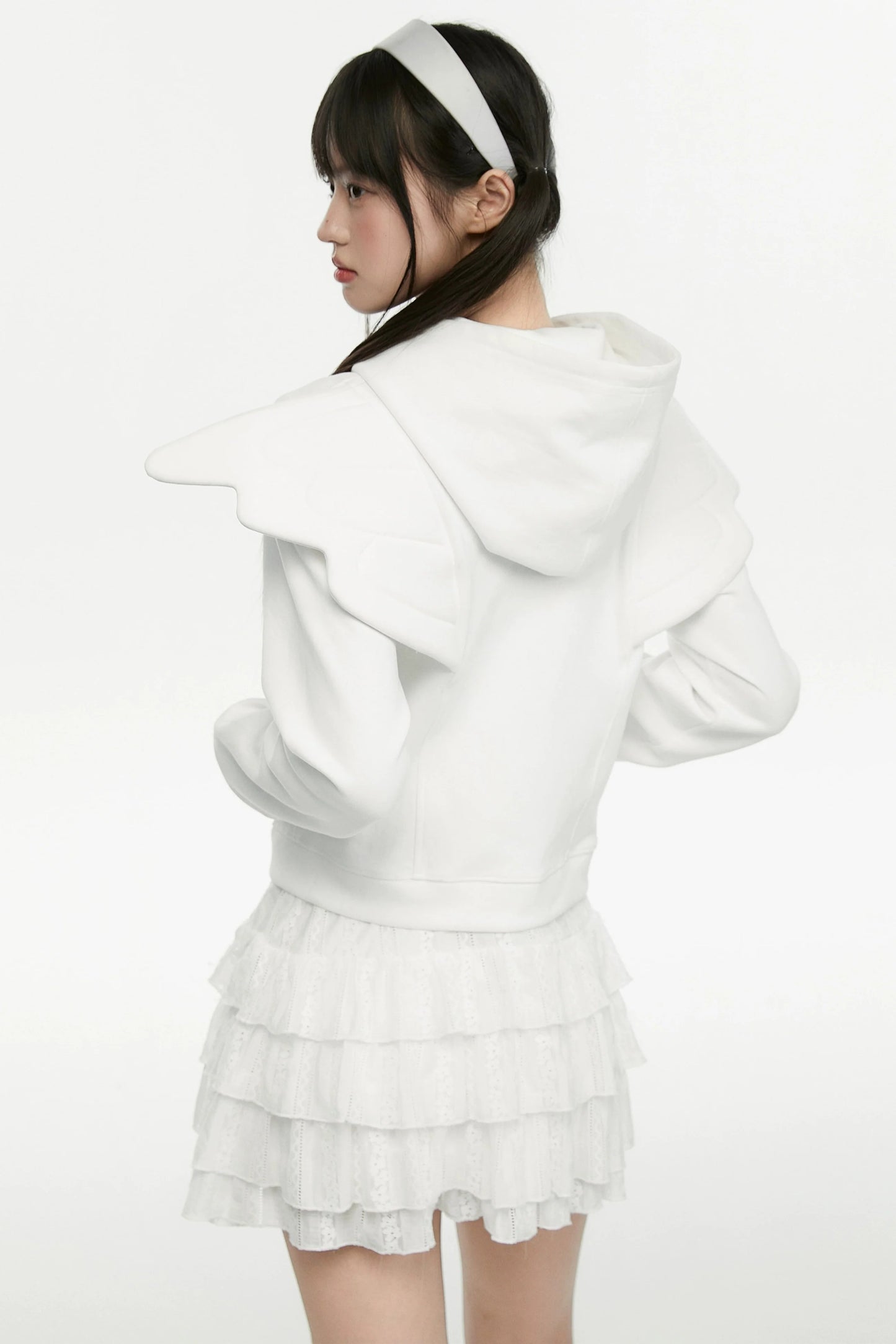 White Wings Hooded Angel Hoodie Short