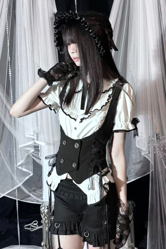 Mode waist shorts vest +