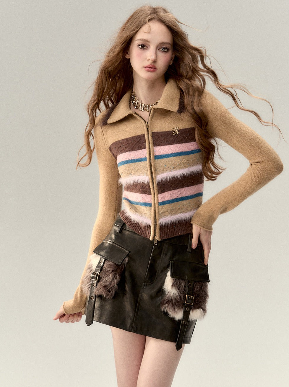 Colorful Striped Knit Cardigan