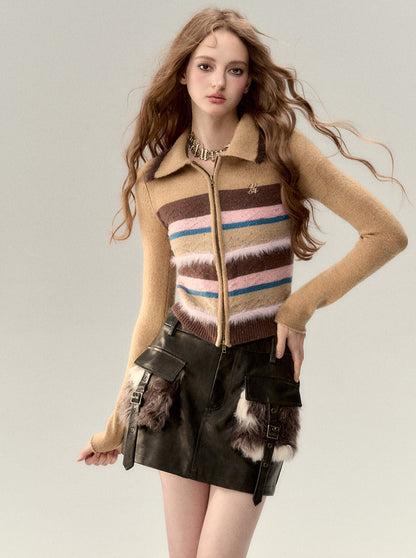 Colorful Striped Knit Cardigan