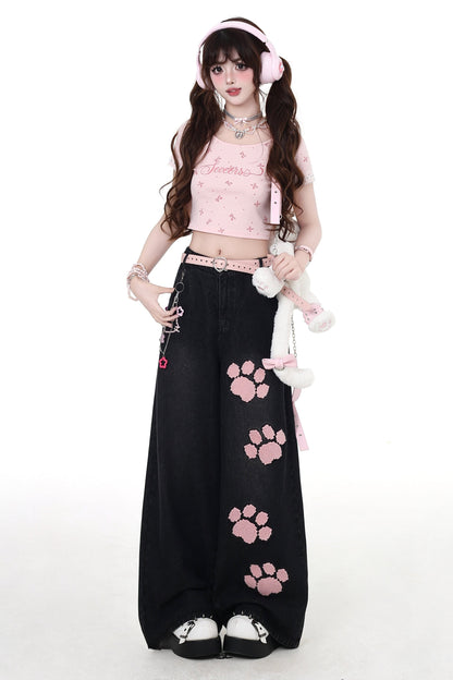 Lace T-shirt Girl Crazy Pink