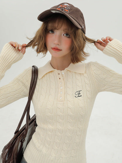 American Polo Strickoberteil mit Retro-Kragen
