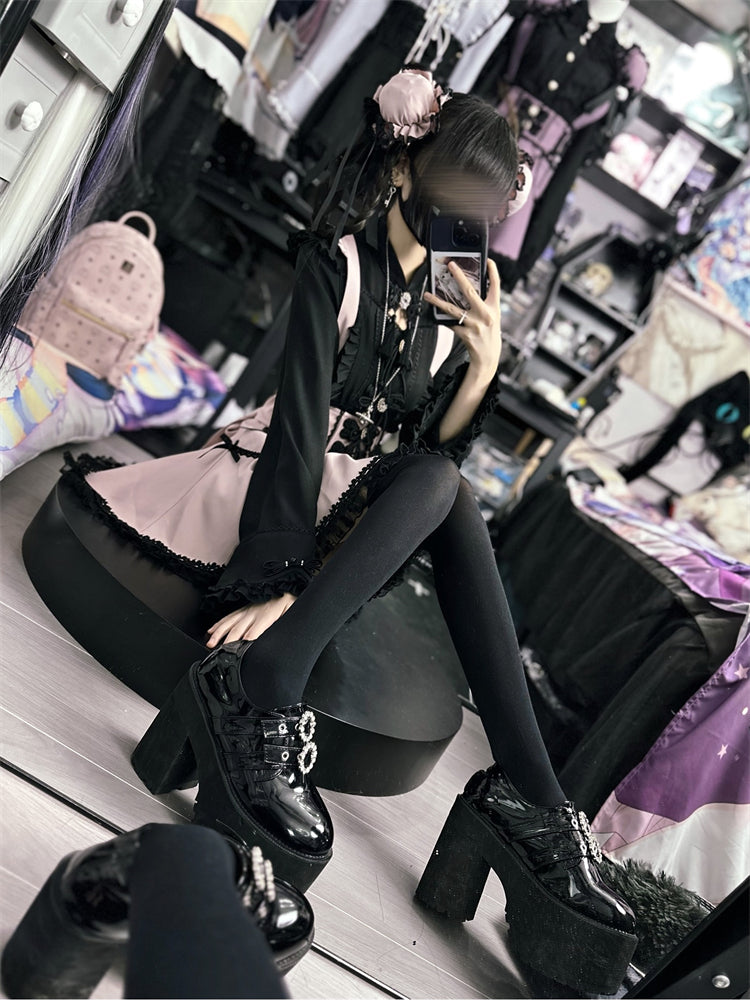 Lace Buckle Ruffle Shirt China Sleeve Bell