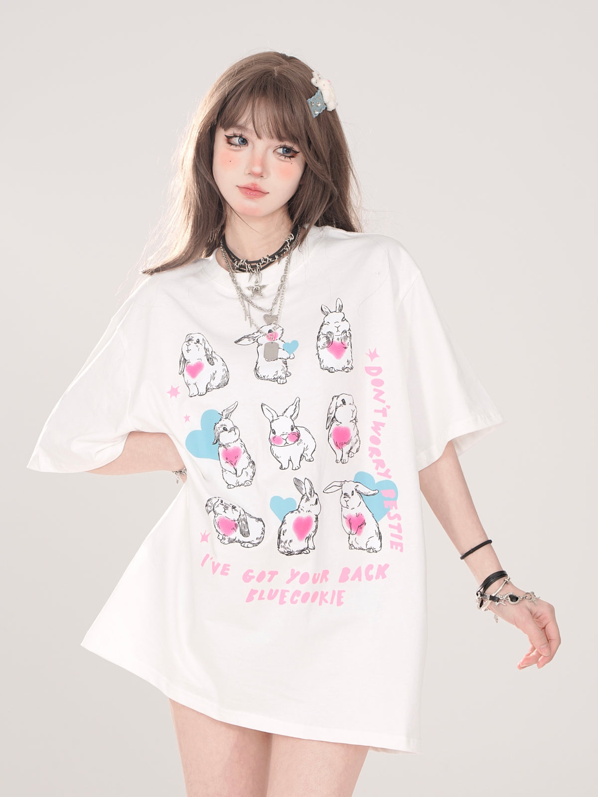 Design Illustration T-Shirt Niedlich Künstlerische Lose Kaninchen