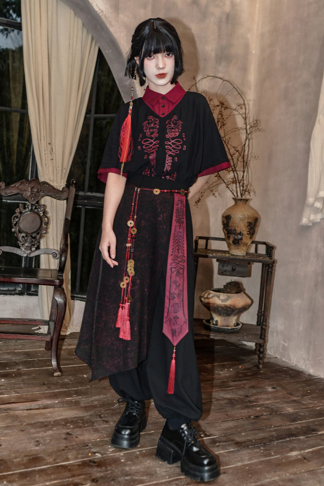 Dark Leg China Pants Wide