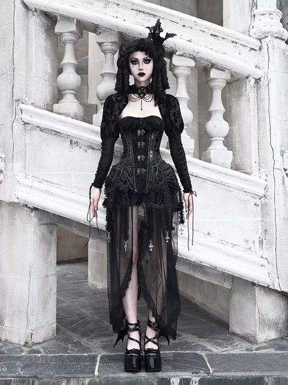 Dark Gothic Corset Hell Dress Bird Straps Alice Gauge Set Fishbone