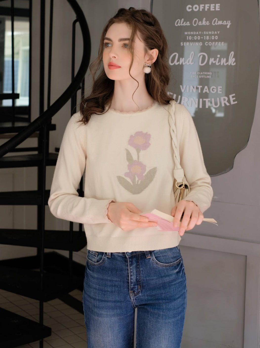 Sweater Paris Flower Tulip Shop Queen French