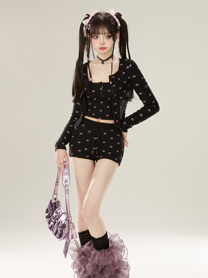 Dress Lazy Chic Pants Cardigan + Black Bootcut Suspender