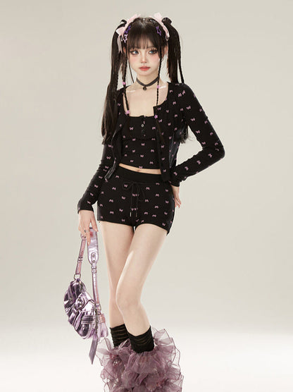 Dress Lazy Chic Pants Cardigan + Black Bootcut Suspender