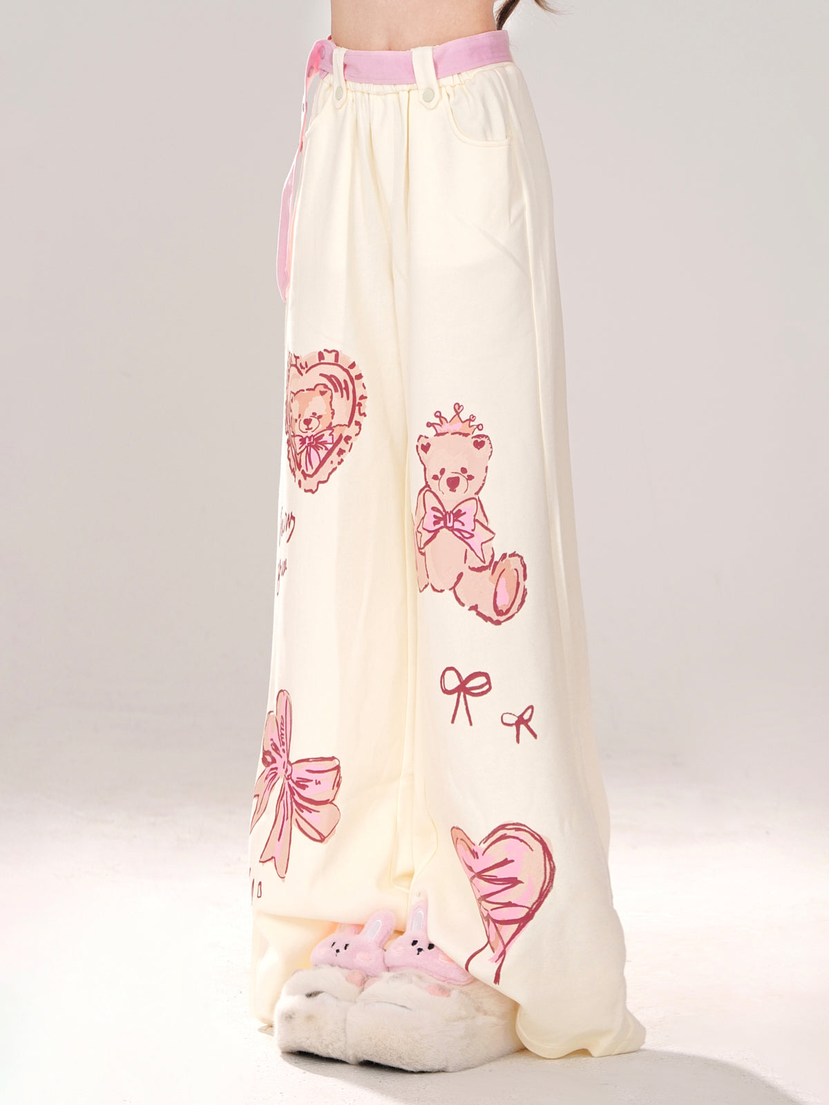 Art Loose Bear Pop Wide Illustration Pants