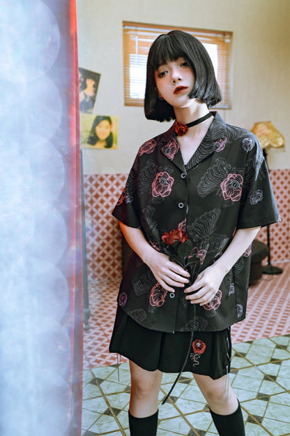 Flower Half China Bone Pants