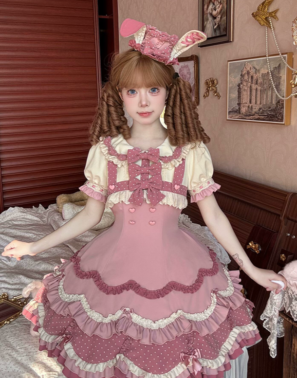 Ohrenkuchen täglich + Kaninchen Kirsche Lolita Bunny Hut Kleid