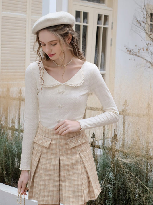 Top French Yellow Skirt Check Milkshake