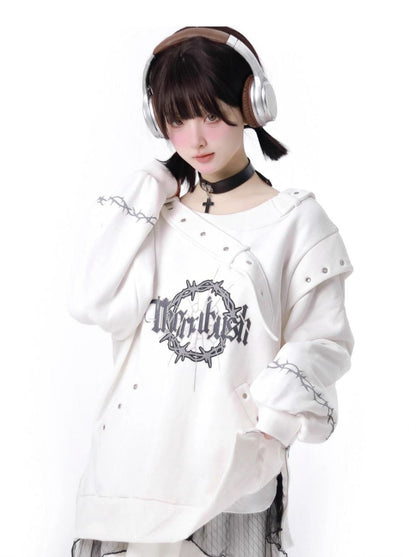 Dark Soon Print Design Sweat Suit Eyelet Trainer + Lace Elegula Skirt