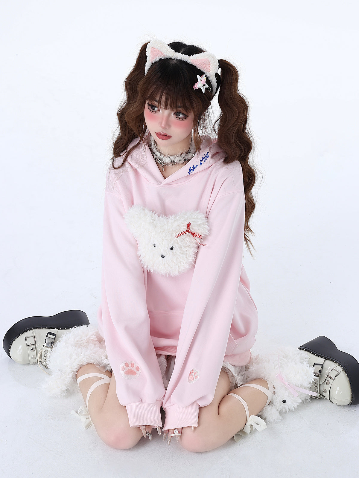 Sweat à capuche couleur pastel lapin Morabito Loose