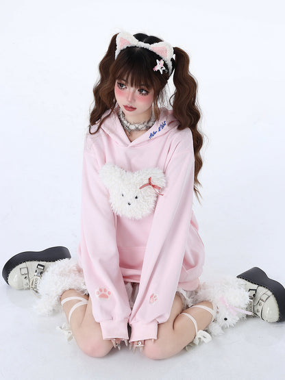 Sweat à capuche couleur pastel lapin Morabito Loose