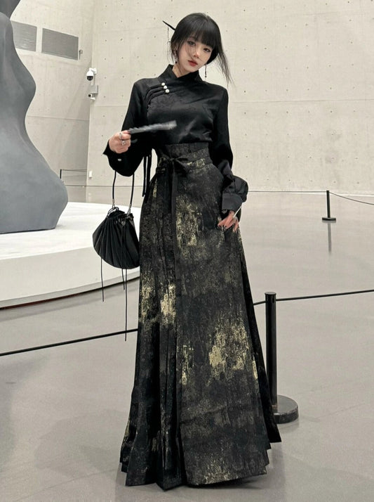 Dark China Blouse + China Long Skirt