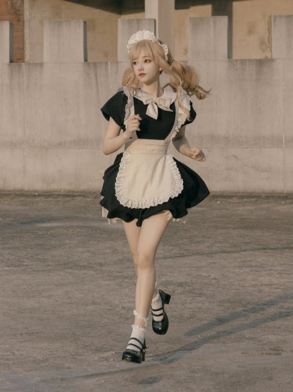 Maid Dress Lace Pleated